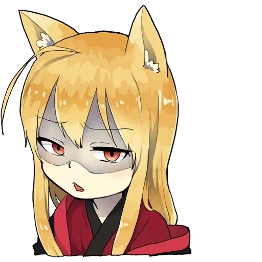 little fox kitsune autocollants, little fox kitsune, autocollants fox, anime lisichka, dessins mignons d'anime