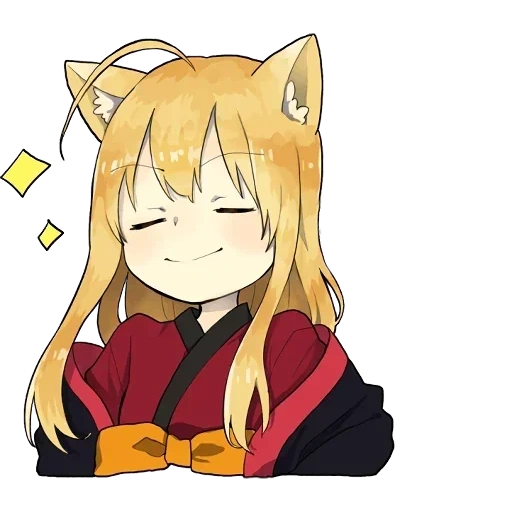 little fox kitsune sticker, anime lisichka, zeichnungen anime, anime, little fox kitsune