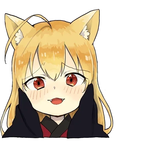 stiker little fox kitsune, anime kawai, gambar indah anime, anime fox, karakter anime