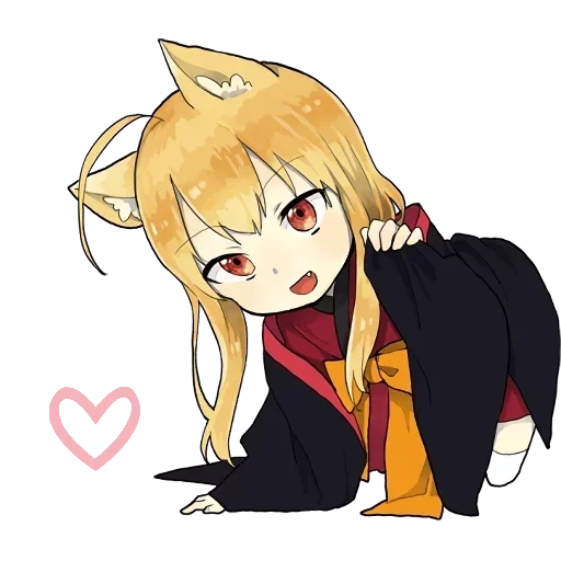 little fox kitsune стикеры, милые рисунки аниме, аниме рисунки чиби, little fox, персонажи аниме