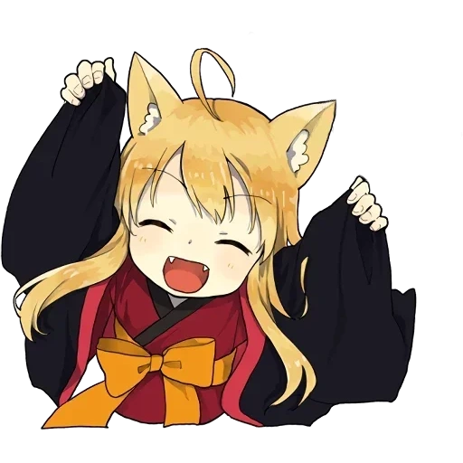 little fox kitsune stickers, fox anime, autocollants pour télégramme, personnages anime, dessins anime