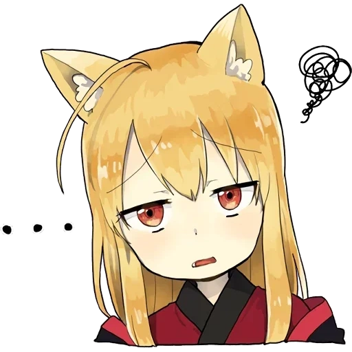 little fox kitsune stickers, anime fox, stickers girl fox, stickers fox, girl cat anime