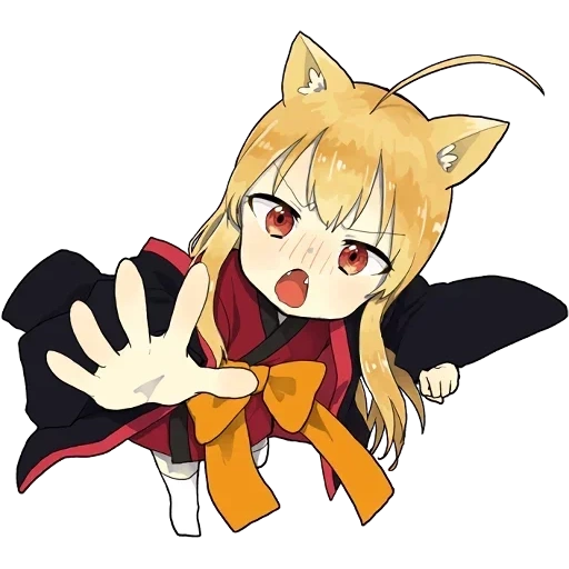 stiker kitsune rubah kecil, anime rubah, stiker rubah, anime semacam gambar anime