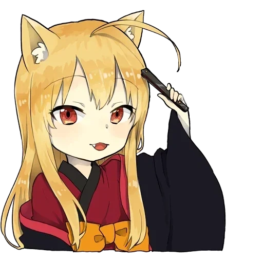 sticker kitsune little fox, little fox kitsune, anime gambar indah, anime fox, chibi