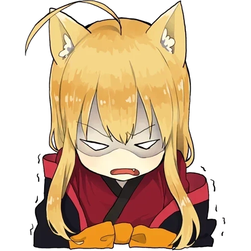 little fox kitsune sticker, little fox kitsune, aufkleber für telegramm, aufkleber fox, anime lisichka