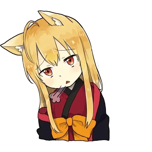 little fox kitsune stickers, drawings anime, characters anime, fox, anime by no