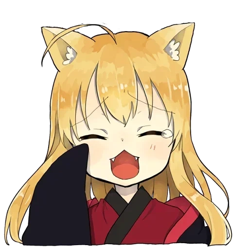 sticker kitsune little fox, anime kawai, gambar lovely anime, stiker fox, gambar anime