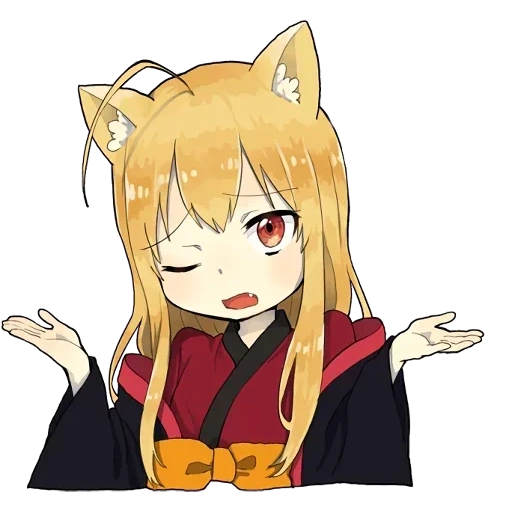 sticker kitsune kecil fox, fox, gambar lucu chibi, stiker fox, menggambar anime
