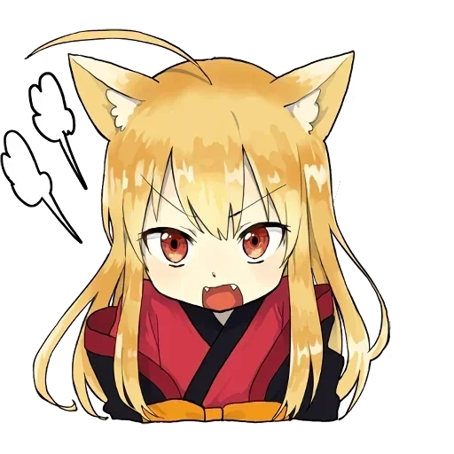 little fox kitsune autocollants, dessins mignons d'anime, personnages anime, anime un peu, anime fox
