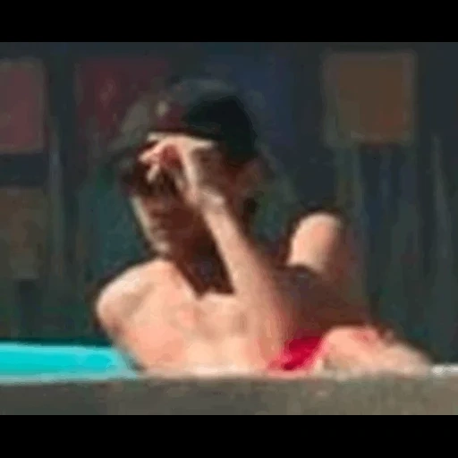 swimming pool, young woman, louis tomlinson