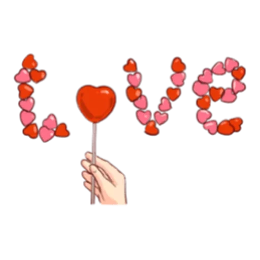 любовь, символ любви, слово love сердечек, love прозрачном фоне, падающие конфетки сердечки