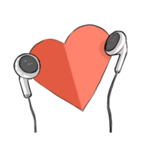 сердце, сердце дизайн, красное сердце, наушники сердце, сердце слушает музыку