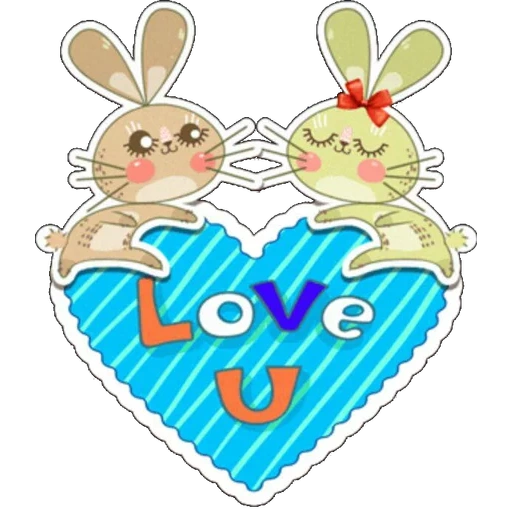 attelle, lapin mignon, mini carte postale d'amour, mini stickers saint valentin mignon, couple lapin mignon petit modèle