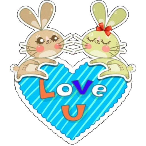 clipart, lindos coelhos, love mini cartões postais, adesivos mini dia dos namorados adorável, dois coelhos desenhos pequenos fofos