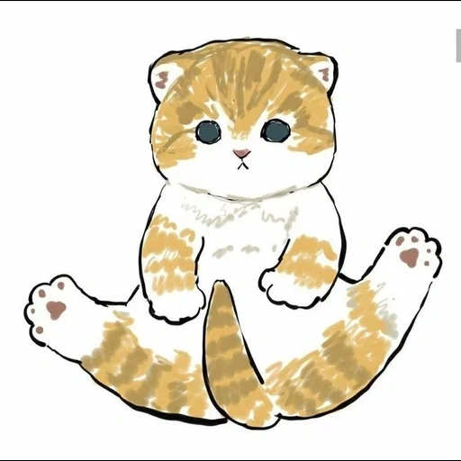 chats mofu sable 3, chats de sable mofu, illustration d'un chat, dessins de chat mignons, dessins mignons de bétail