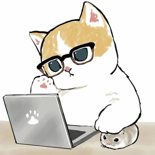 chat, chats mignons, les chats mignons sont drôles, dessins de chats mignons, mofu sand kotiki ordinateur portable raster
