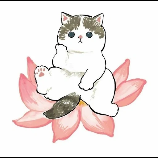 lindo sello, cat de mofsa, gato ilustrado, hermosa imagen de sello