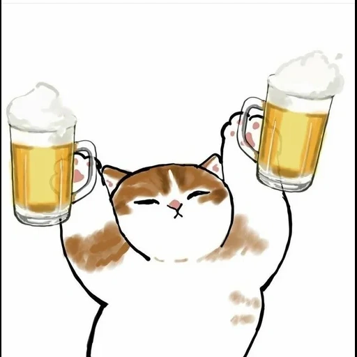 seal, smilly cat, seal beer art, illustrated cat