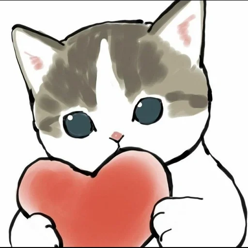 chat, chats mignons, dessins de chats mignons, dessins de chats mignons, dessin de cœur de minou