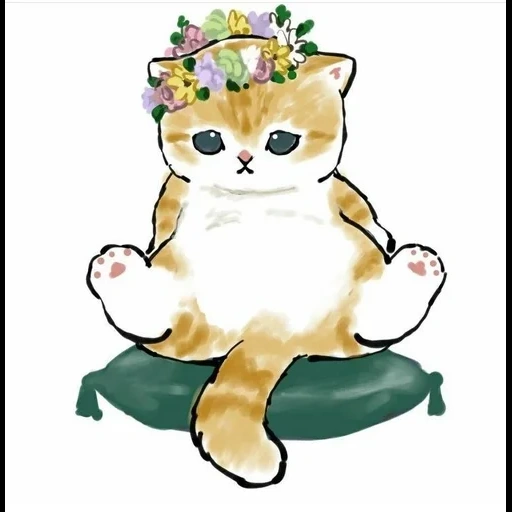 kitten, mov sha, mofu sander seal, mofusha cat 2, illustrazione del gatto