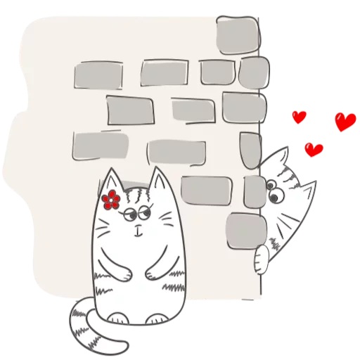 telegram sticker, влюбленные коты рисунок, набор стикеров любовь, любовь и котики стикеры, влюбленные котики