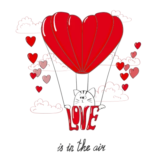 день святого валентина, стикеры с днем святого валентина, милые наклейки на день святого валентина, воздушный шар, happy valentines day