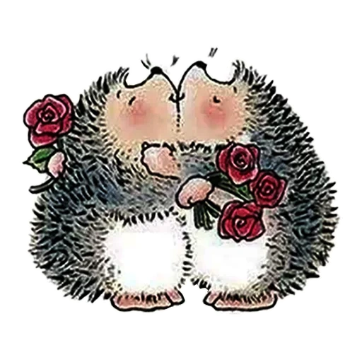 amanti, hedgehogs bacio, riccio innamorato, san valentino con un orsacchiotto di riccio, due ricci di san valentino