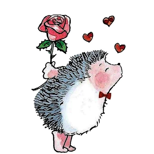 amante, o ouriço é muito fofo, ilustração do ouriço, hedgehog no amor, coração de ouriço fofo
