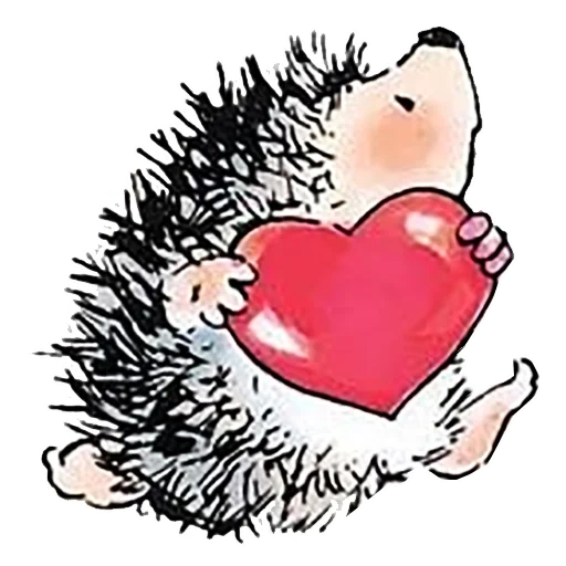 dessin de hérisson, headhog heart, hérissons amoureux, dessins de hérisson mignons, valentin avec un ours en peluche hérisson