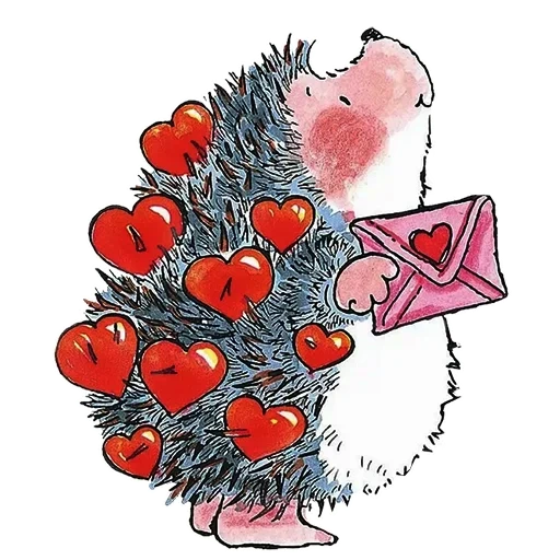 cuore di riccio, piccolo riccio, dolce riccio con un regalo, cartoline di san valentino, disegni di san valentino