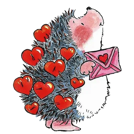 igel herz, kleiner igel, süßer igel mit einem geschenk, valentinstagspostkarten, valentinstagszeichnungen