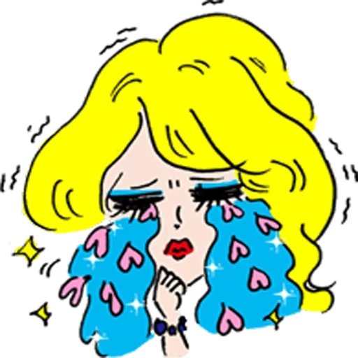 picture, young woman, the princess is crying, cartoon woman, crying girl pop art