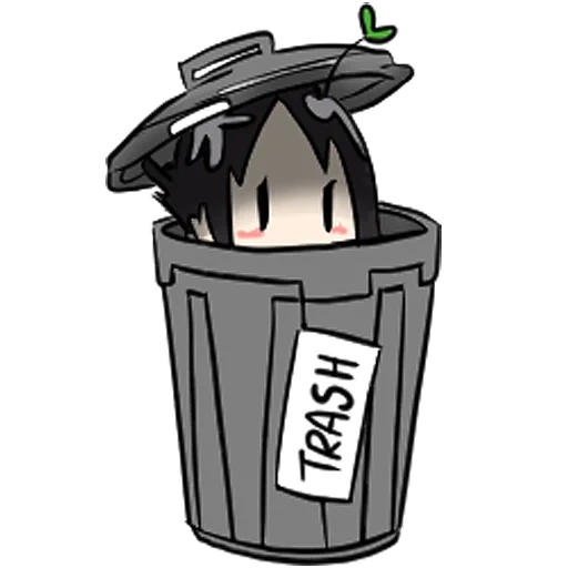cesto de lixo, lata de lixo, bin, ícones das pastas de anime, balde de lixo de vetor