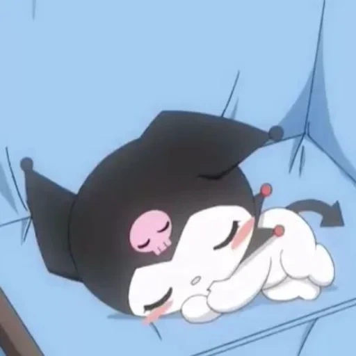 gato, kuromi, dibujo de animación hella, mymelody y kuromi, kuromi melody lloró