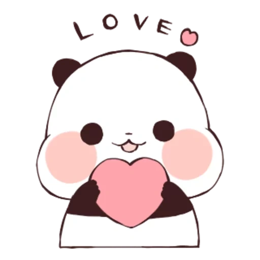 рисунки панды милые, кавайная панда с сердечком, рисунки милые, рисунки кавай, лёгкие рисунки милые