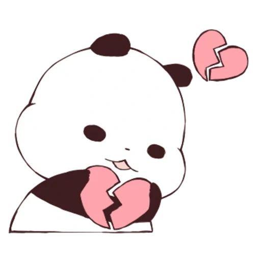 панда милая рисунок, рисунки панды милые, кавайная панда с сердечком, кавайные животные панда, стикеры кавайные панды аниме