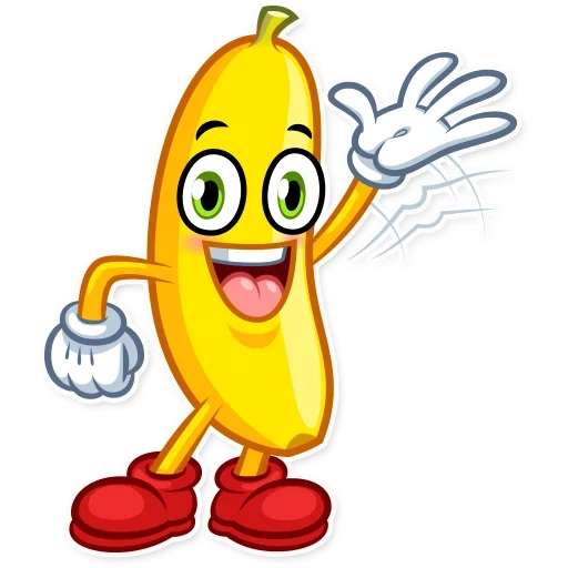 pisang, pisang yang ceria, ilustrasi banan, pisang dengan mata, pisang buah lucu