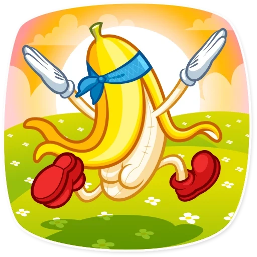 pisang, pisang yang indah, menjalankan pisang, ilustrasi banan, gaya kartun pisang