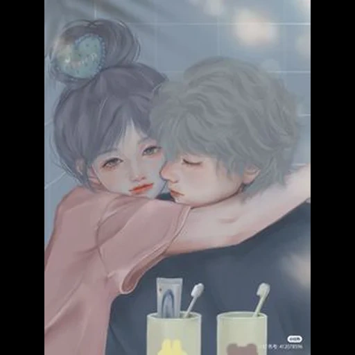 fan art, anime lovers, animation art, couple painting, anime lovers painting