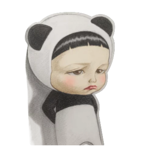 a toy, girl panda, girl panda anime, panda soft toy, little girl panda's costume