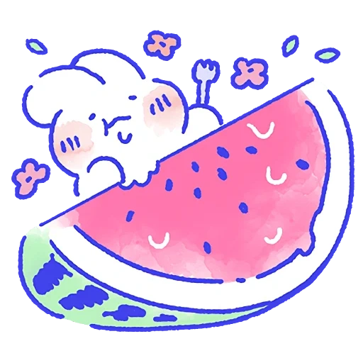 lovely pattern, watermelon pattern, watermelon illustrator, the illustrations are lovely, kawai watermelon coloring