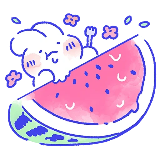 die zeichnungen sind süß, figur der wassermelone, watermelon illustrator, illustrationen sind süß, kavai wassermelone färbung