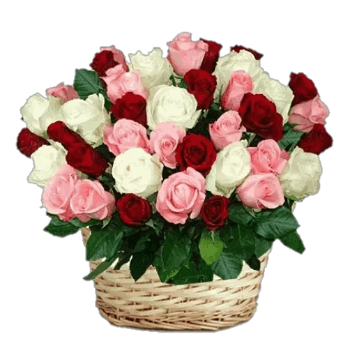 роза микс, красивый букет, корзина роз микс, кустовые розы букет, роза эквадор микс 50 см