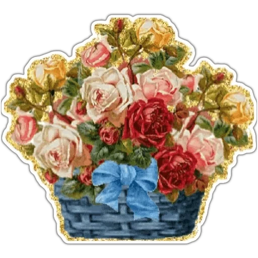 цветы букет, розы корзине, букет цветов, винтажные цветы, викторианские розы