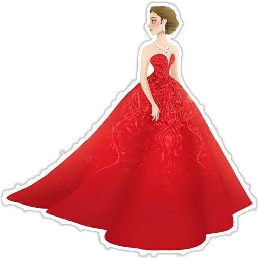 модные платья, бальное платье, красное платье мультяшное, бальное платье красное принцессы, векторная девушка красном платье