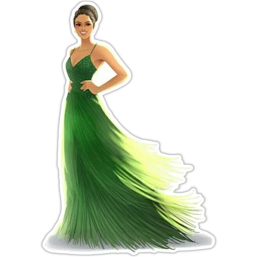 платья модные, модные наряды, платье зеленое, платье без фона, персонажи зеленом платье