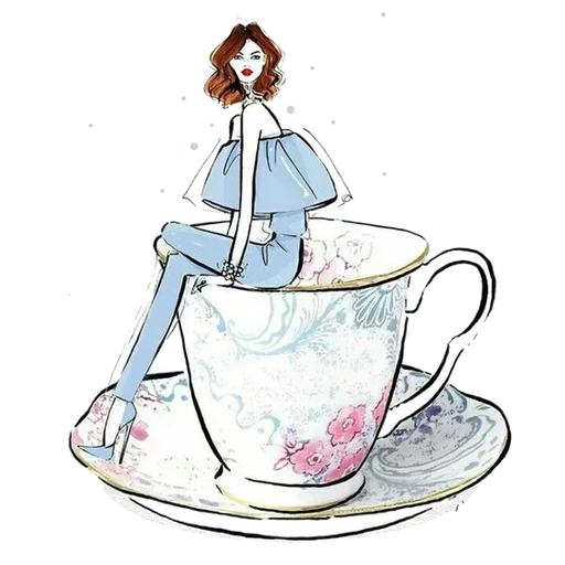 скетч чаепитие, за чашкой чая иллюстрации, меган хесс иллюстрации кофе, девушка чашке кофе иллюстрация, меган хесс иллюстрации луис вьютон