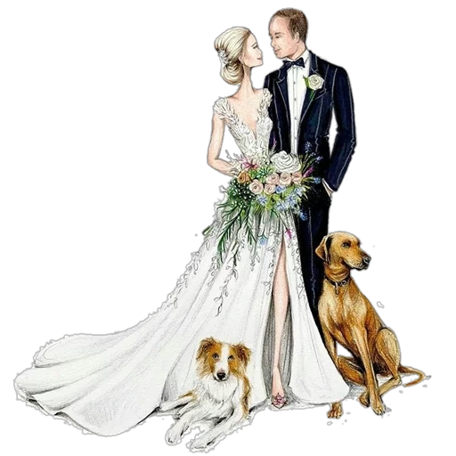 свадебная пара, свадебные рисунки, свадебные иллюстрации, свадьба рисунки красивые, свадьба иллюстрация модные