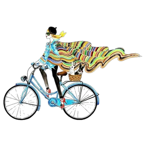 картины велосипедом, велосипед иллюстрация, велосипед цветами арт, велосипед иллюстраторе, девочка велосипеде иллюстрация