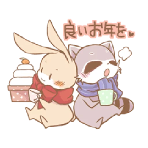 anime, künste süß, anime süß, süße tiere, ein kleiner kaninchen von kawai